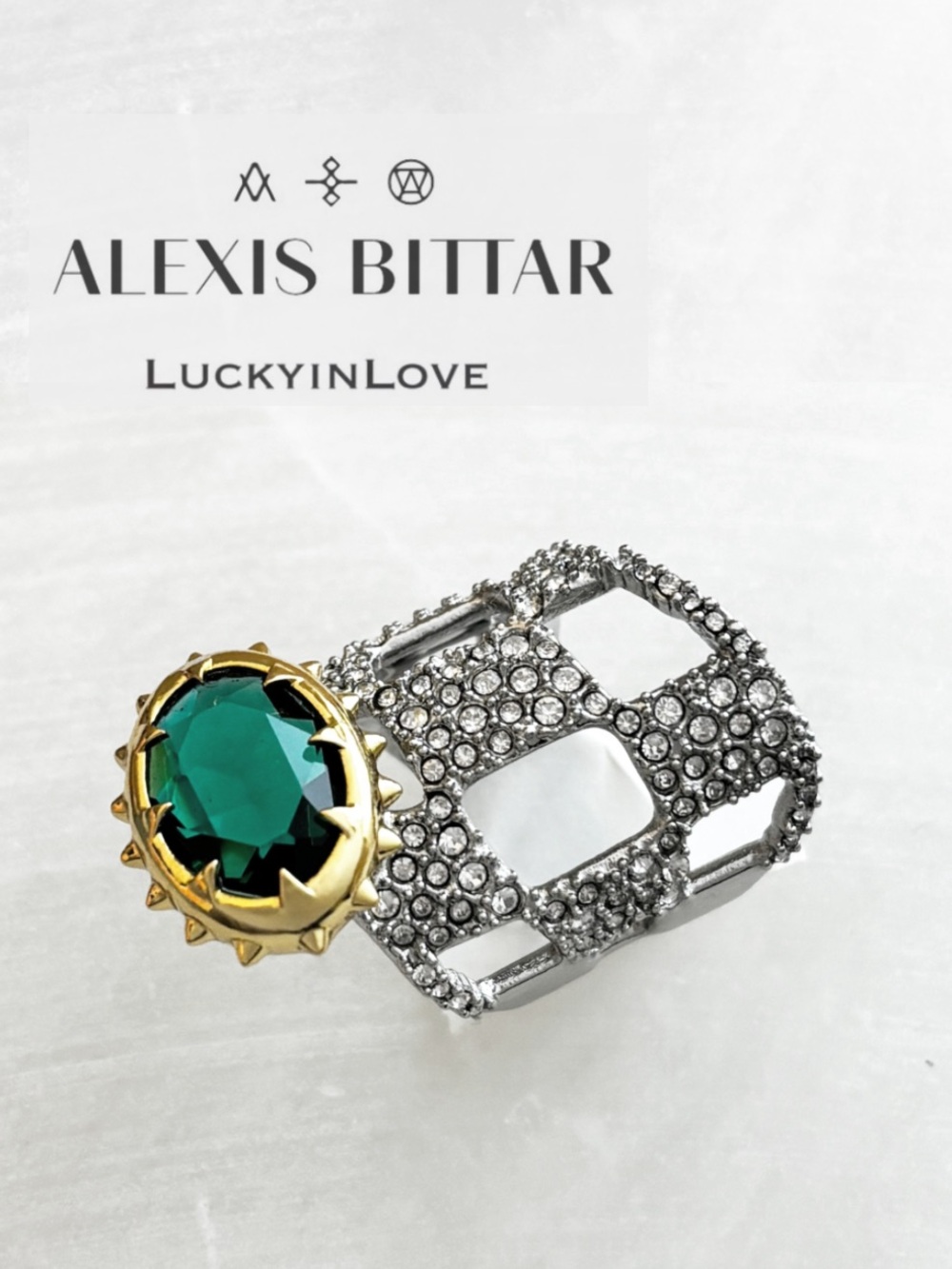 ALEXIS BITTAR • Modern Georgian Green Crystal Checkerboard Ring